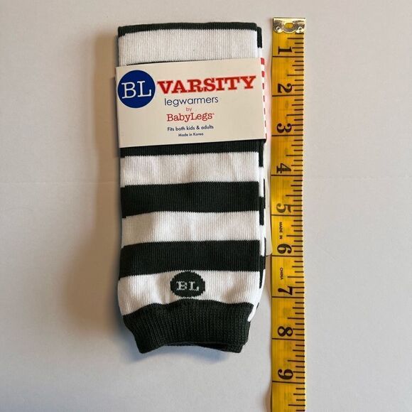 NEW Baby Legs Varsity Legwarmers Forest Green and White Stripes - Picture 5 of 6